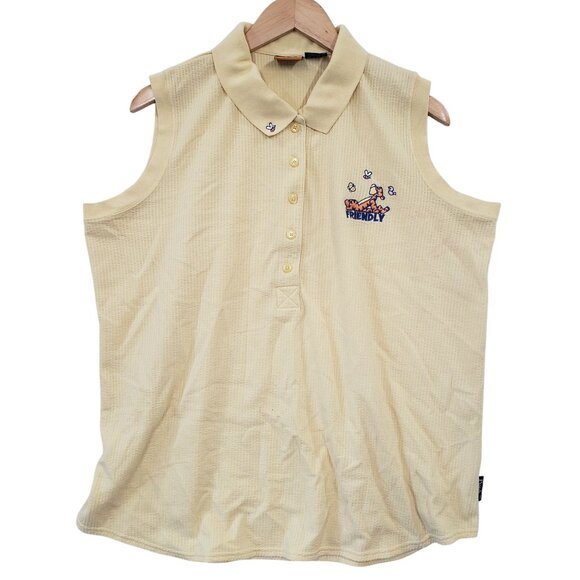 Disney Winnie The Pooh Tigger Womens Sleeveless Collared Polo Top 2X Y2K Casual - Picture 1 of 5
